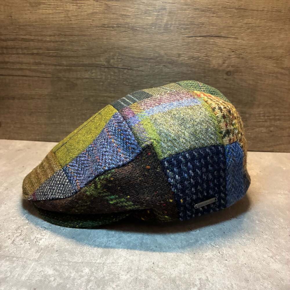 Vintage Biddy Murphy Woven in Ireland Pure New Wool Patchwork Driving Cap